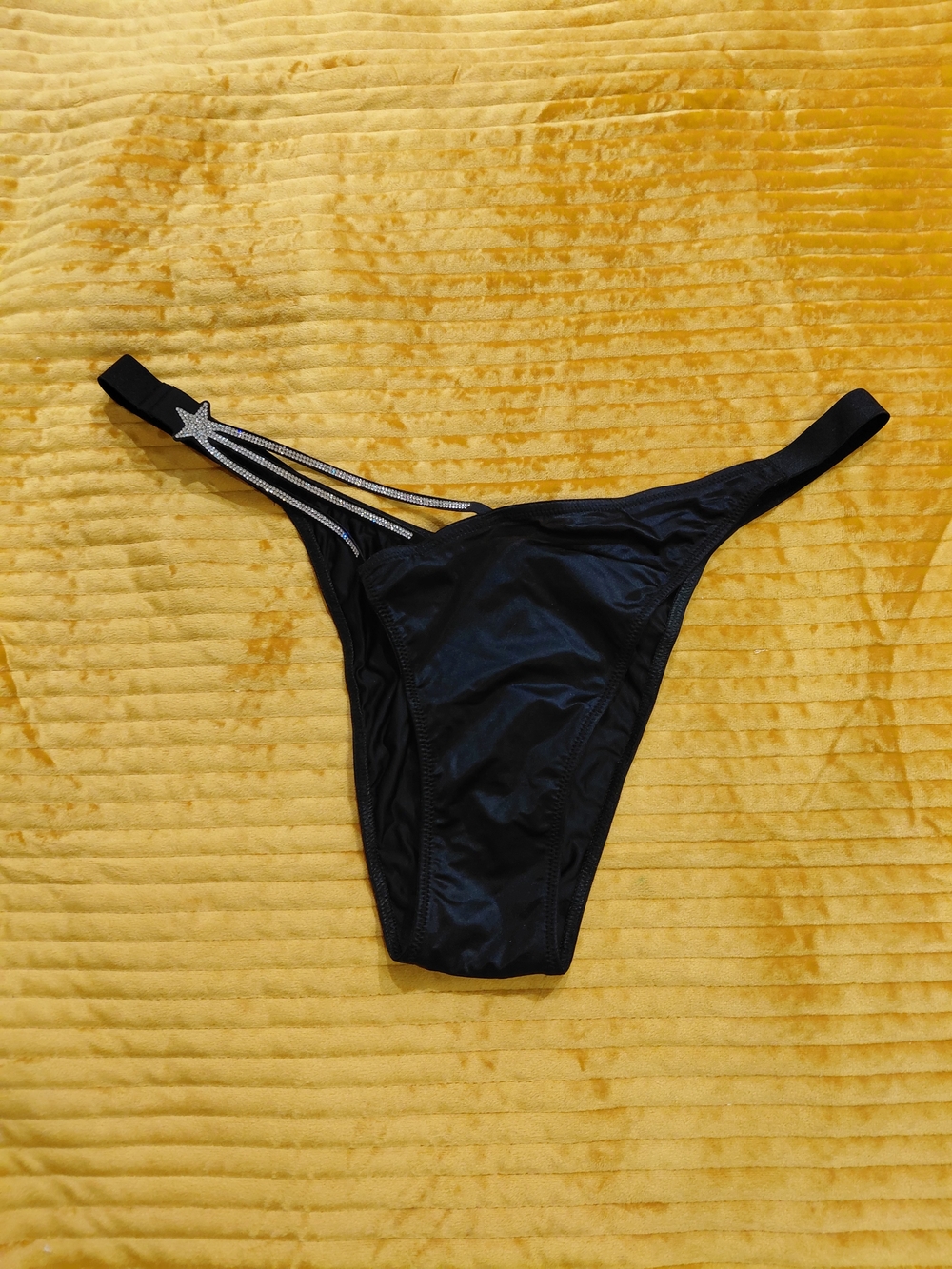 New Victoria's Secret Black Bikini Bottom with Star Rhinestone Accent